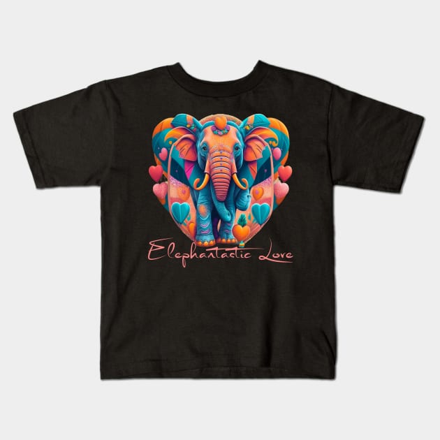 Elephantastic Love Kids T-Shirt by SalxSal